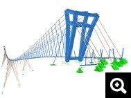 1- Vue de la passerelle suspendue dans RFEM