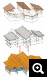 Partie superieure  Modele physique de Revit. Milieu  Modele analytique de Revit. Partie inferieure  Modele RFEM ((c) AGA-Bau)